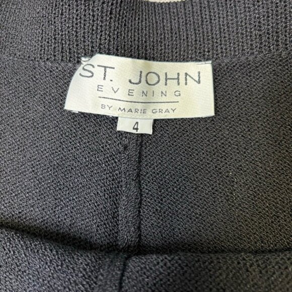 ST. JOHN Evening by Marie Gray Vintage Black Knit Santana Pants Size 4*High Rise - Picture 5 of 6